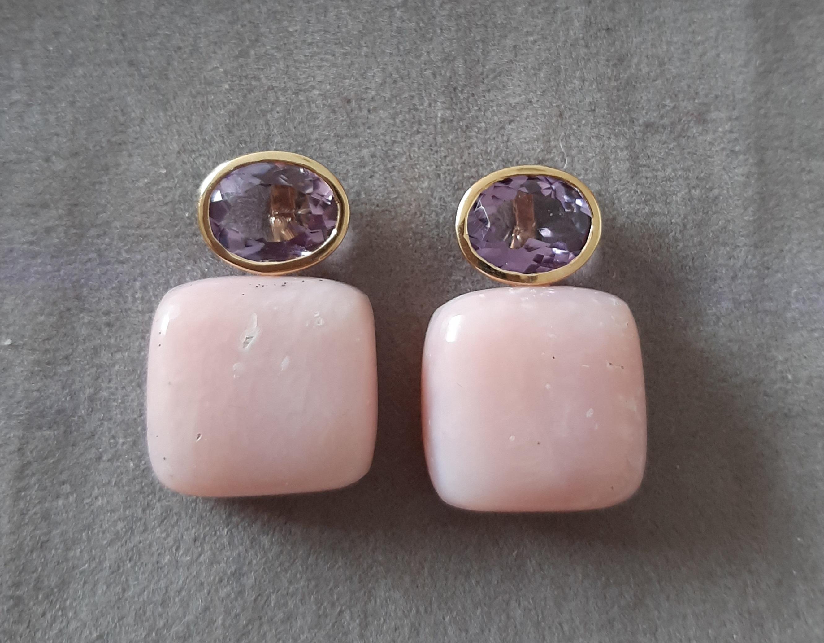 Rosa Opal Cushion Form Oval Facettiert Amethyst  14k Solid Gold Ohrstecker im Angebot 6