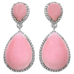 Orecchini pendenti di opale rosa Topazio bianco 24 carati Argento rodiato