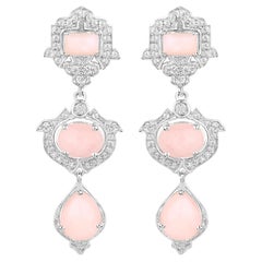 Orecchini pendenti di opale rosa Topazio bianco 6,9 carati A. Silver