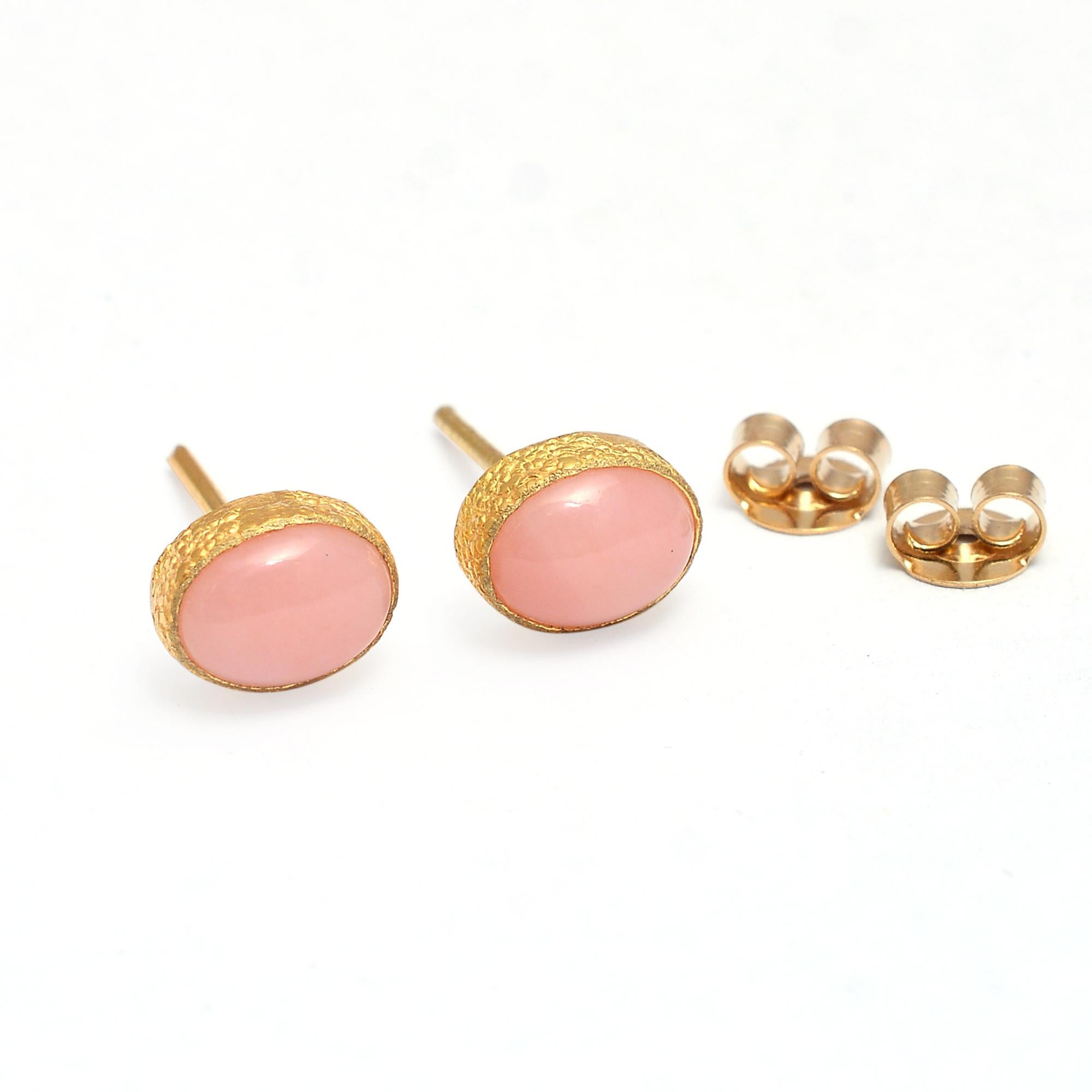 Women's 18k gold 2.10cts Pink Opal Earring