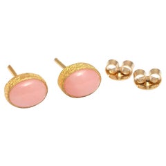 18k gold 2.10cts Pink Opal Earring