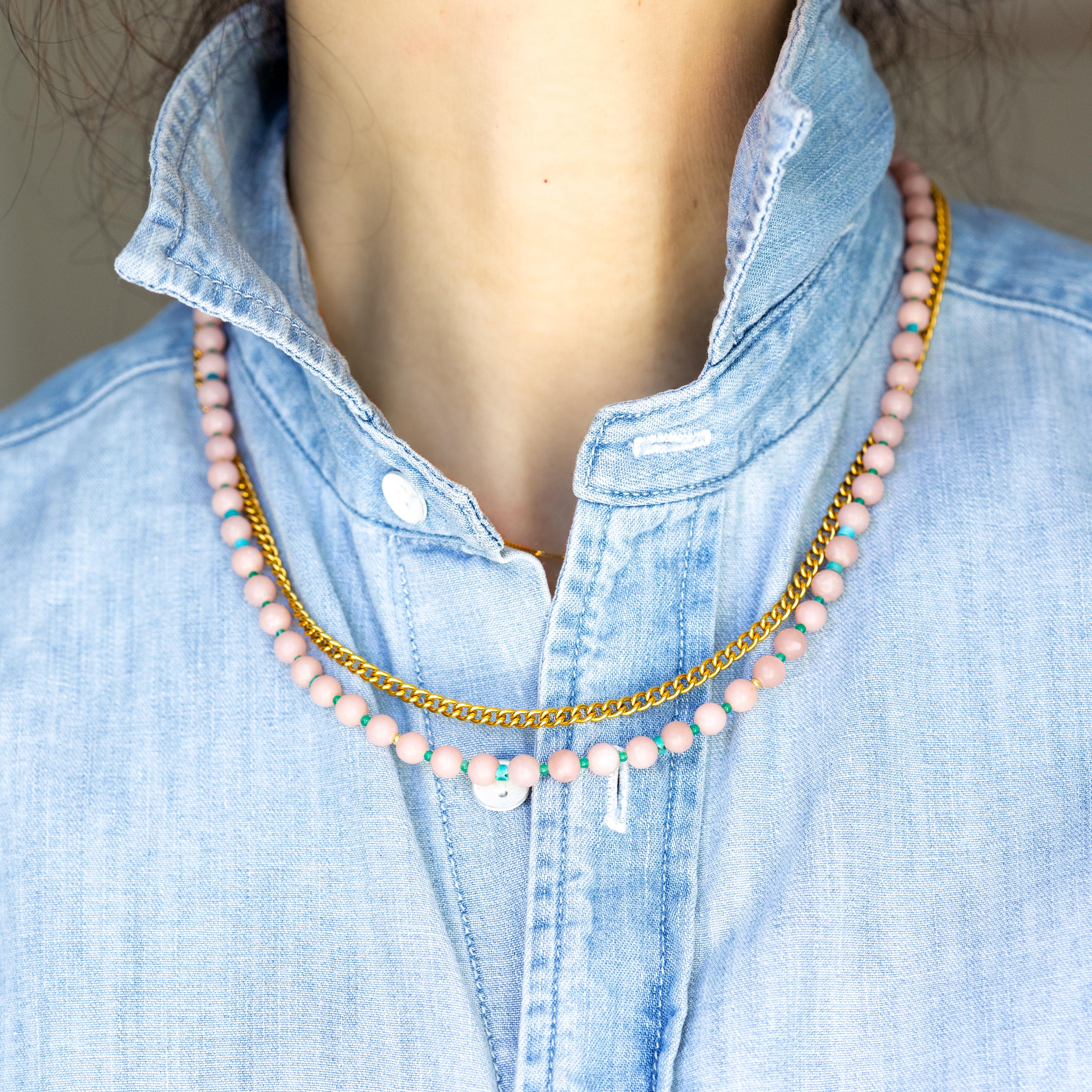 Mika Halskette mit rosa Opal - von Bombyx House Damen im Angebot