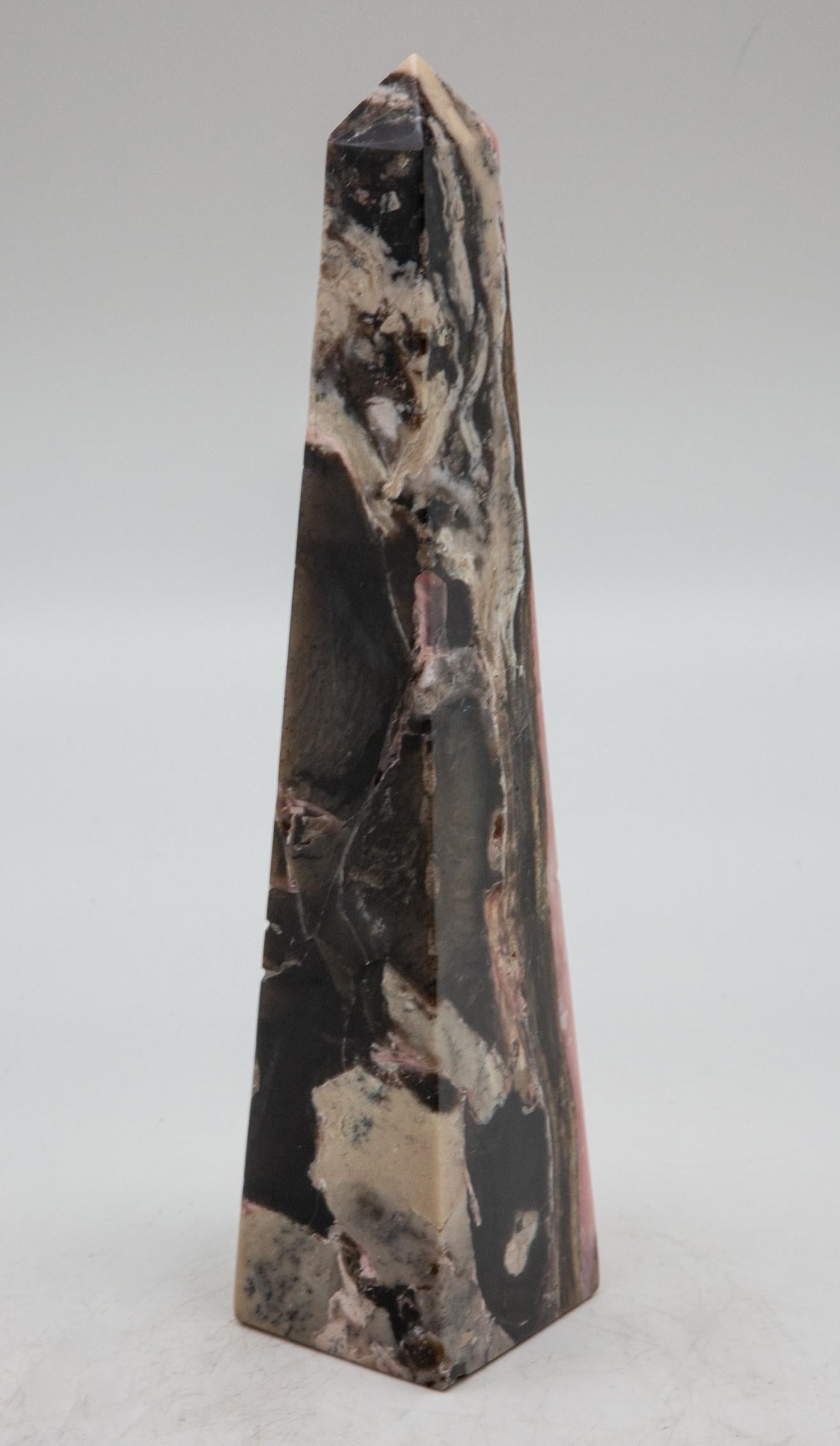 Hand-Carved Pink Opal Obelisk