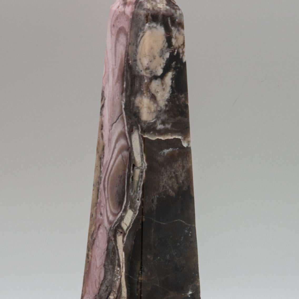 Hand-Carved Pink Opal Obelisk For Sale