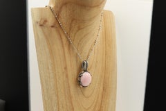 Ciondolo con opale rosa in argento e oro 18 carati e tormalina rosa