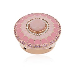 Pink Opal, Pink Sapphire & Diamond Handmade Ring with Enamel in 14k Rose Gold
