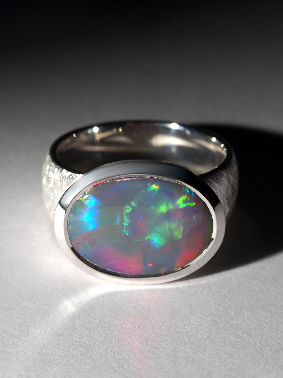 Pink Opal ring Neon opal natural opal australian wedding anniversary gift For Sale 1