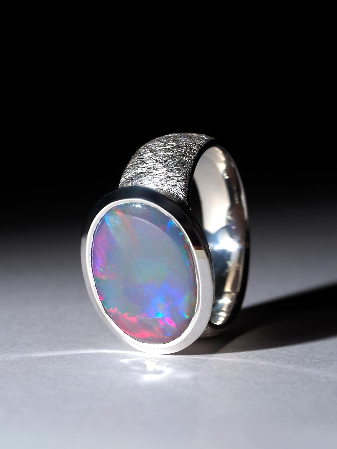 Pink Opal ring Neon opal natural opal australian wedding anniversary gift For Sale 2