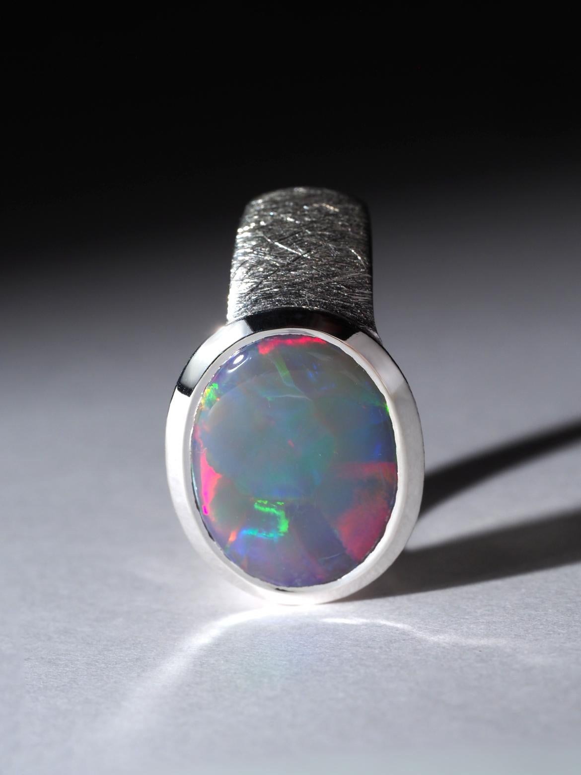 Pink Opal ring Neon opal natural opal australian wedding anniversary gift For Sale 3