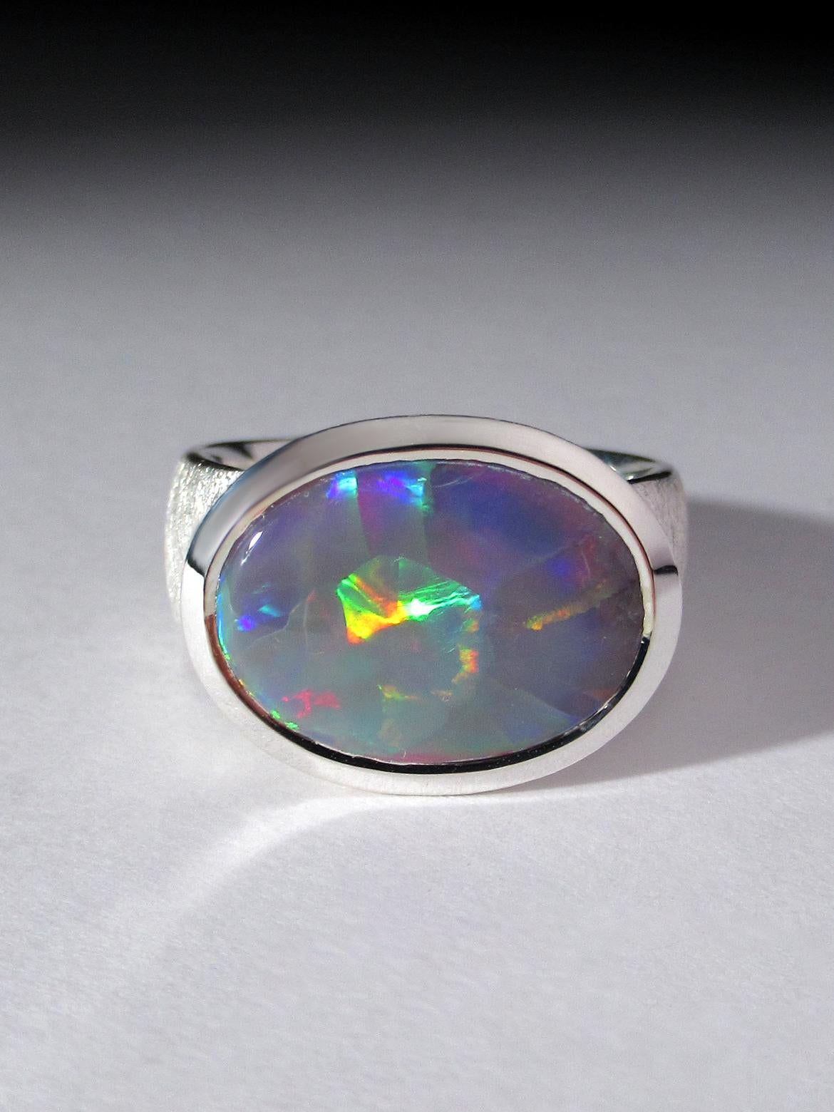 Pink Opal ring Neon opal natural opal australian wedding anniversary gift For Sale 6