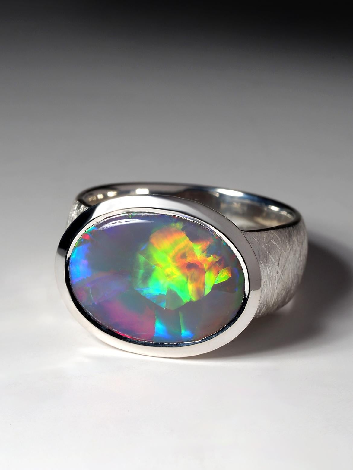 Artist Pink Opal ring Neon opal natural opal australian wedding anniversary gift For Sale