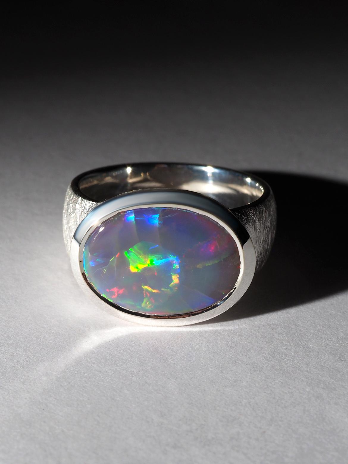 Women's or Men's Pink Opal ring Neon opal natural opal australian wedding anniversary gift For Sale