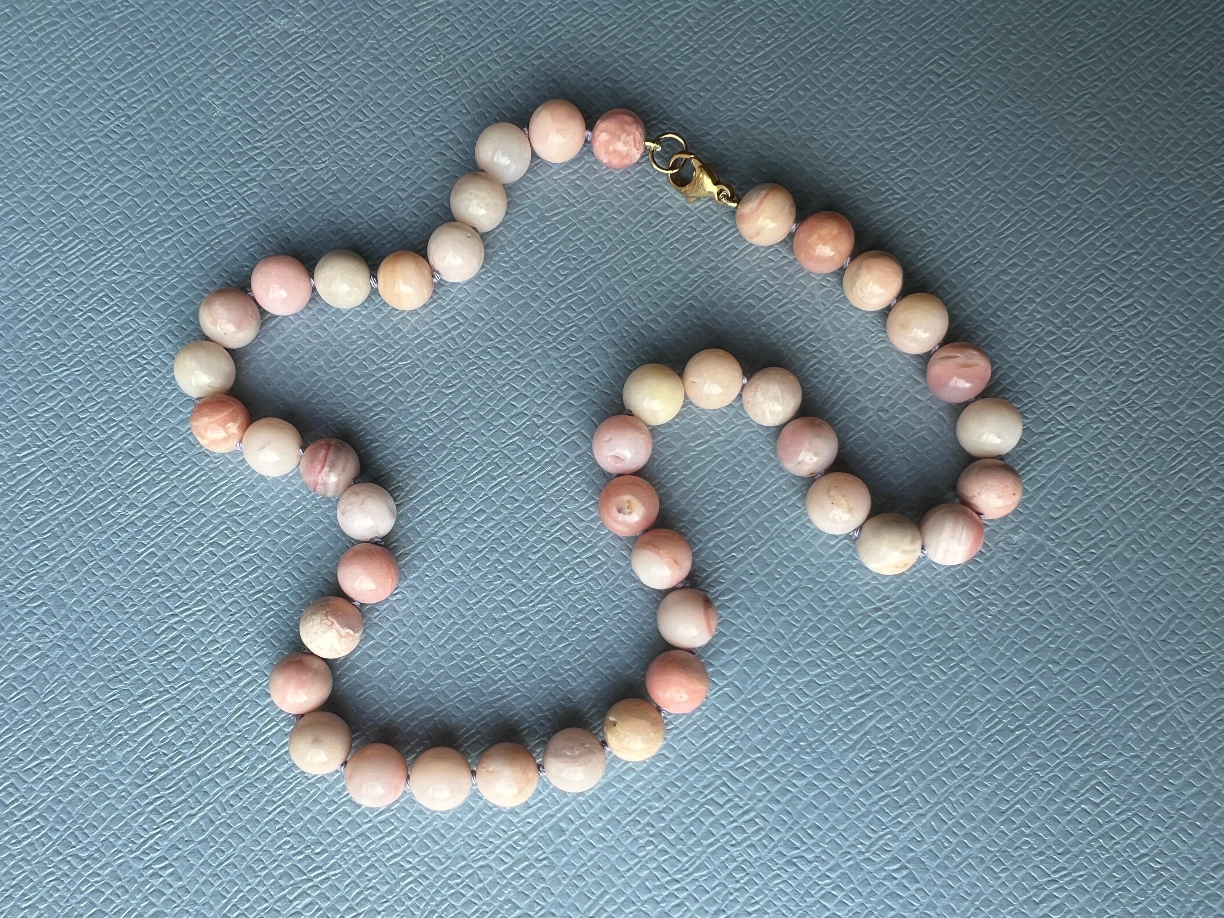 Pink Opal Round Bead Choker Necklace Made in Los Angeles J Dauphin For Sale 6
