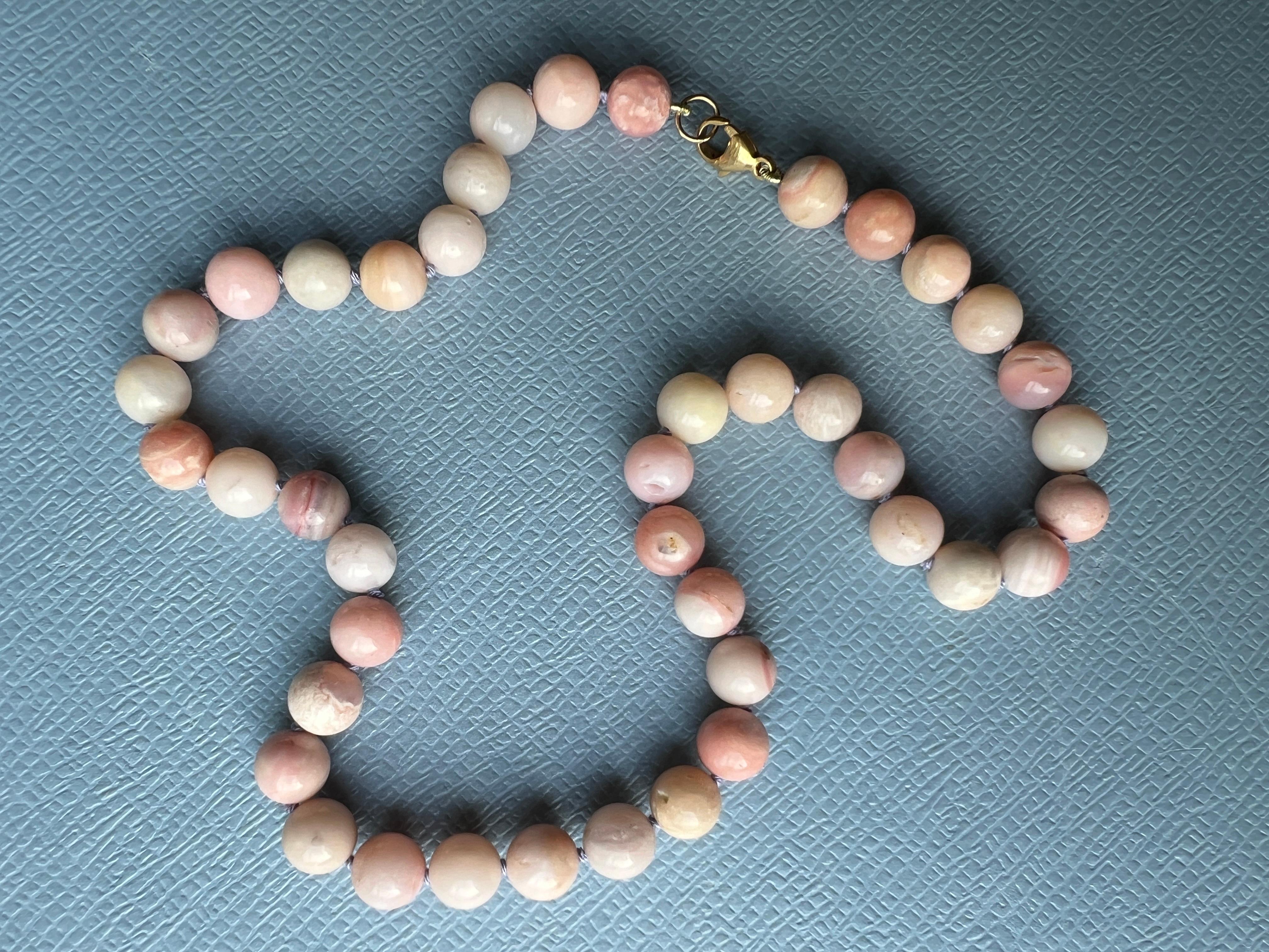 Pink Opal Round Bead Choker Necklace Made in Los Angeles J Dauphin For Sale 8