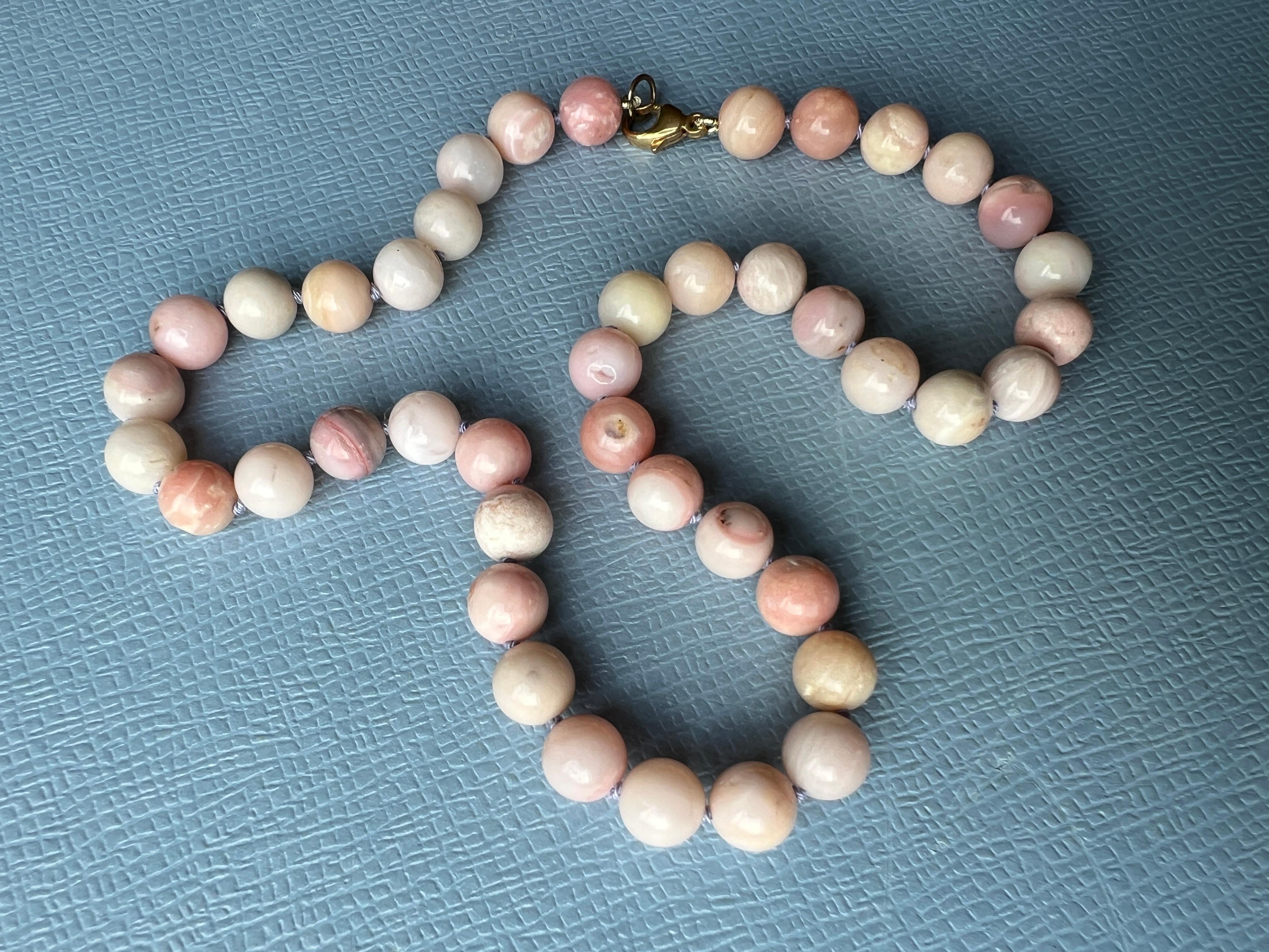 Contemporary Pink Opal Round Bead Choker Necklace Made in Los Angeles J Dauphin For Sale