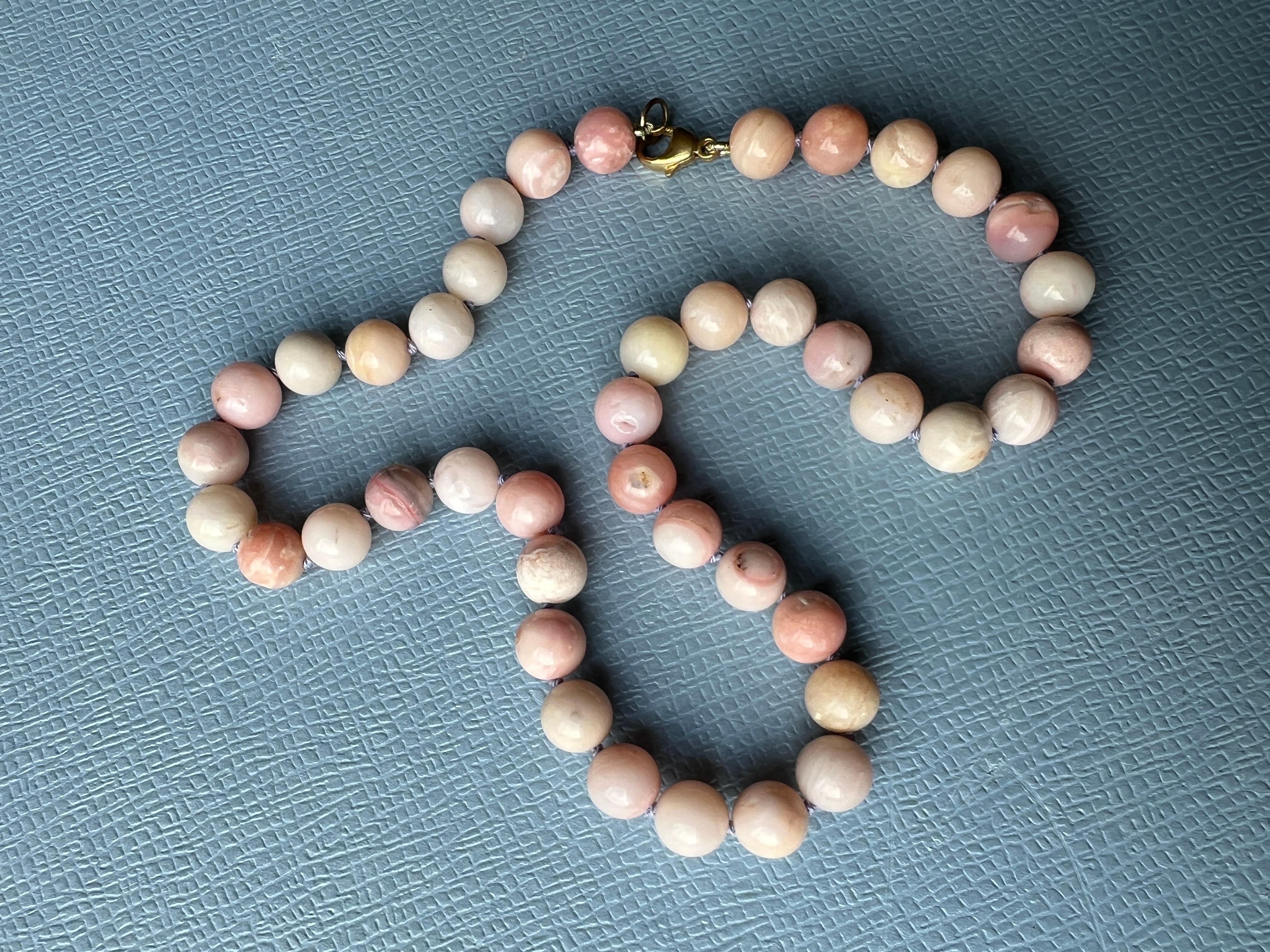 Pink Opal Round Bead Choker Necklace Made in Los Angeles J Dauphin For Sale 1