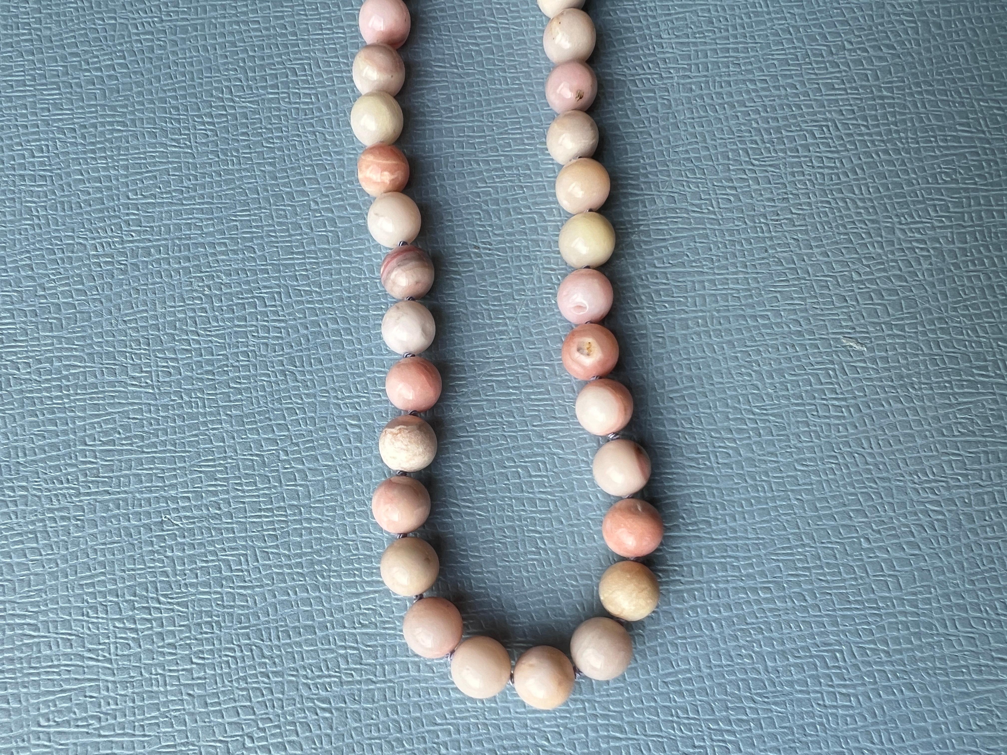 Pink Opal Round Bead Choker Necklace Made in Los Angeles J Dauphin For Sale 2