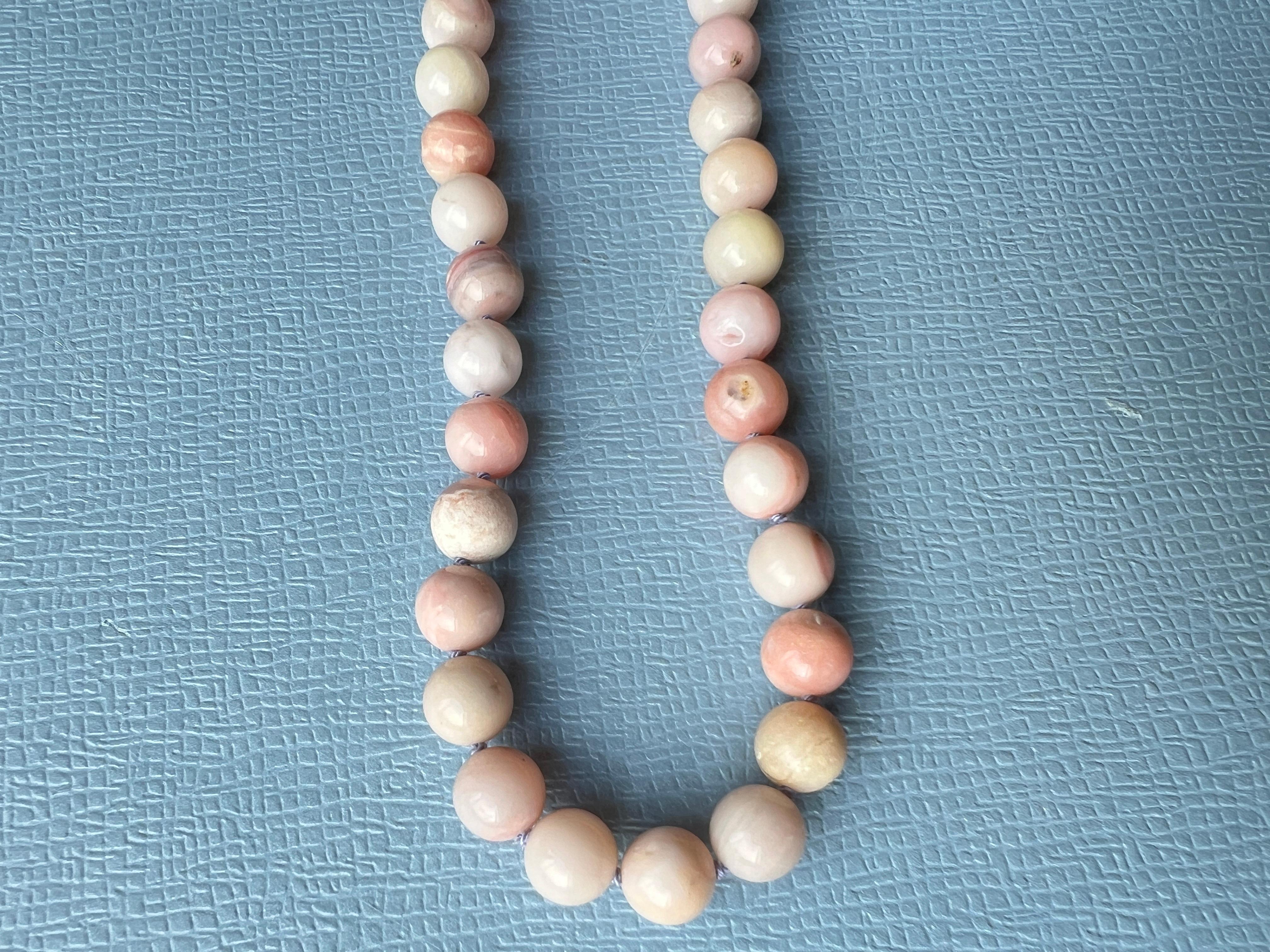 Pink Opal Round Bead Choker Necklace Made in Los Angeles J Dauphin For Sale 3