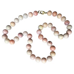 Pink Opal Round Bead Choker Necklace Made in Los Angeles J Dauphin