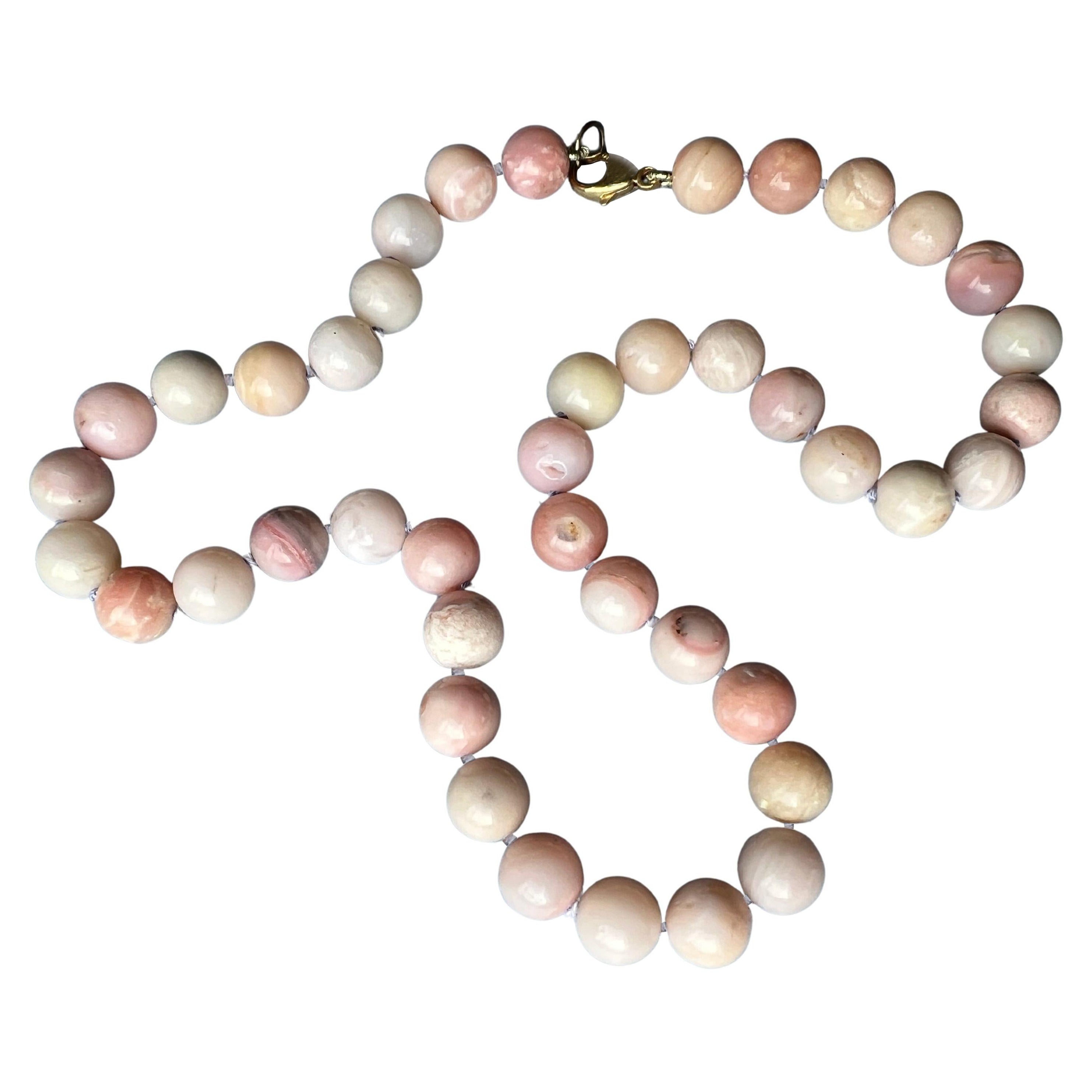 Pink Opal Necklace Round Bead Choker 15 Inch J Dauphin