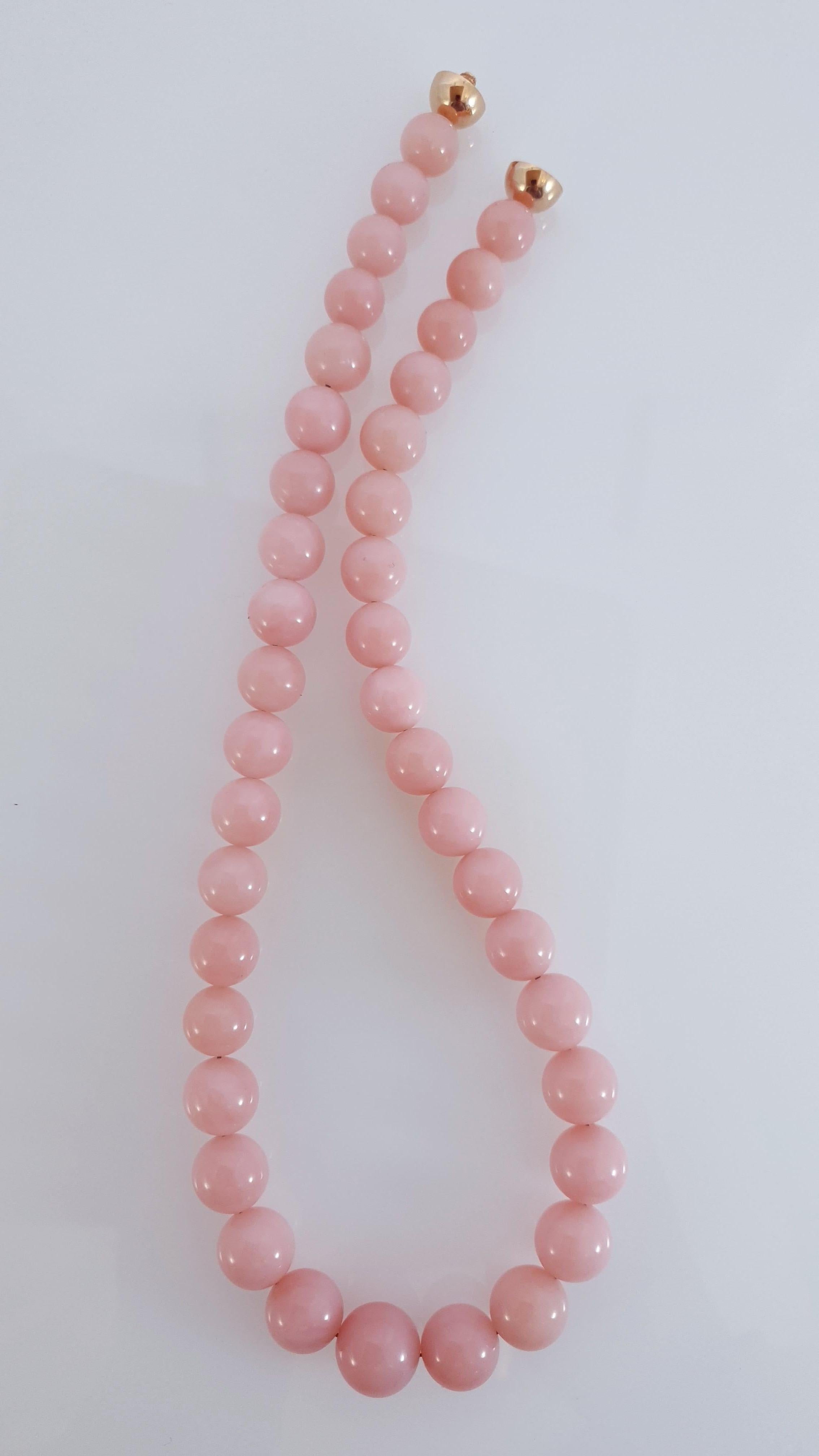 Pink Opal Round Beaded Necklace with 18 Carat Rose Gold 2