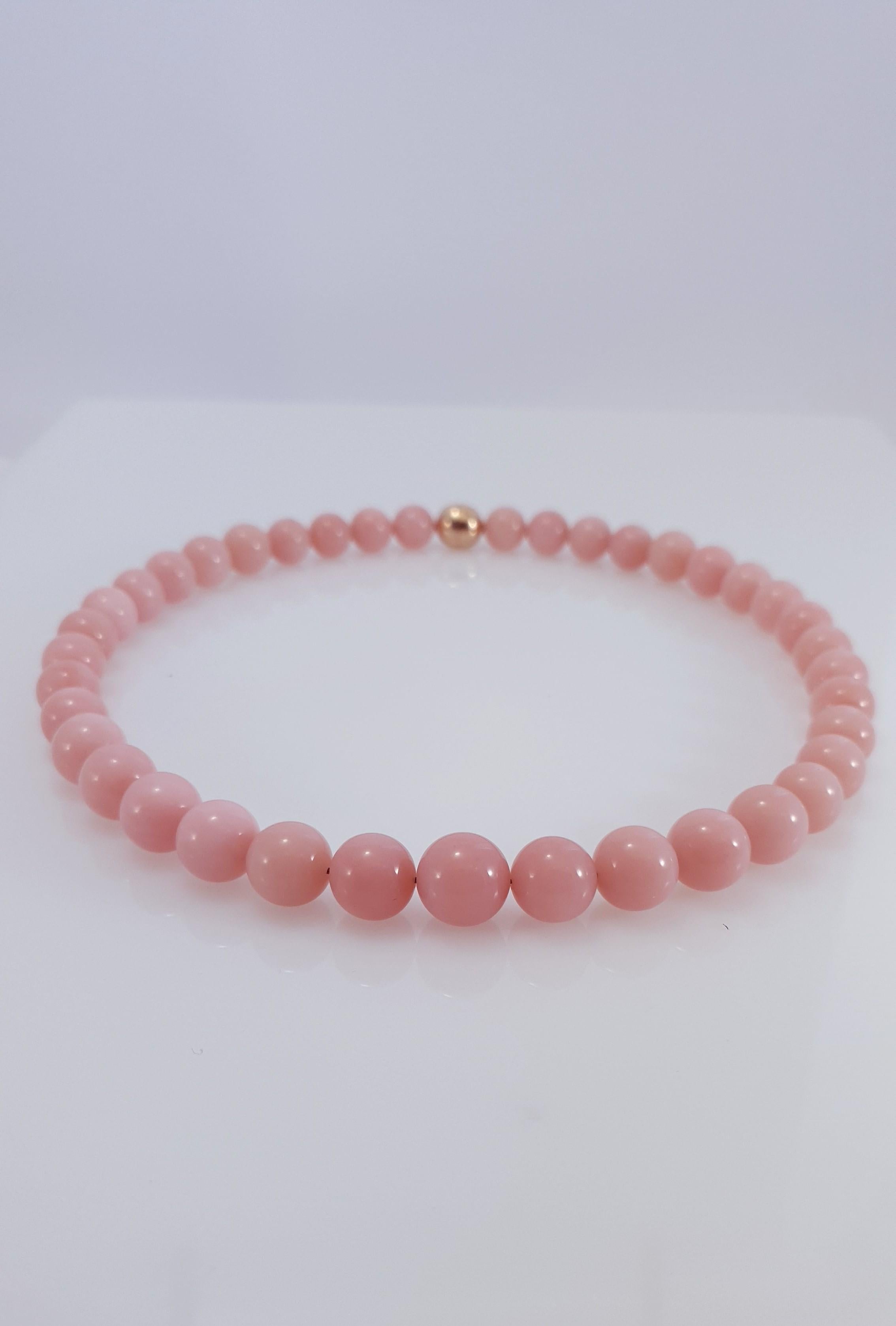 Pink Opal Round Beaded Necklace with 18 Carat Rose Gold 3