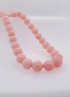 Pink Opal Round Beaded Necklace with 18 Carat Rose Gold
