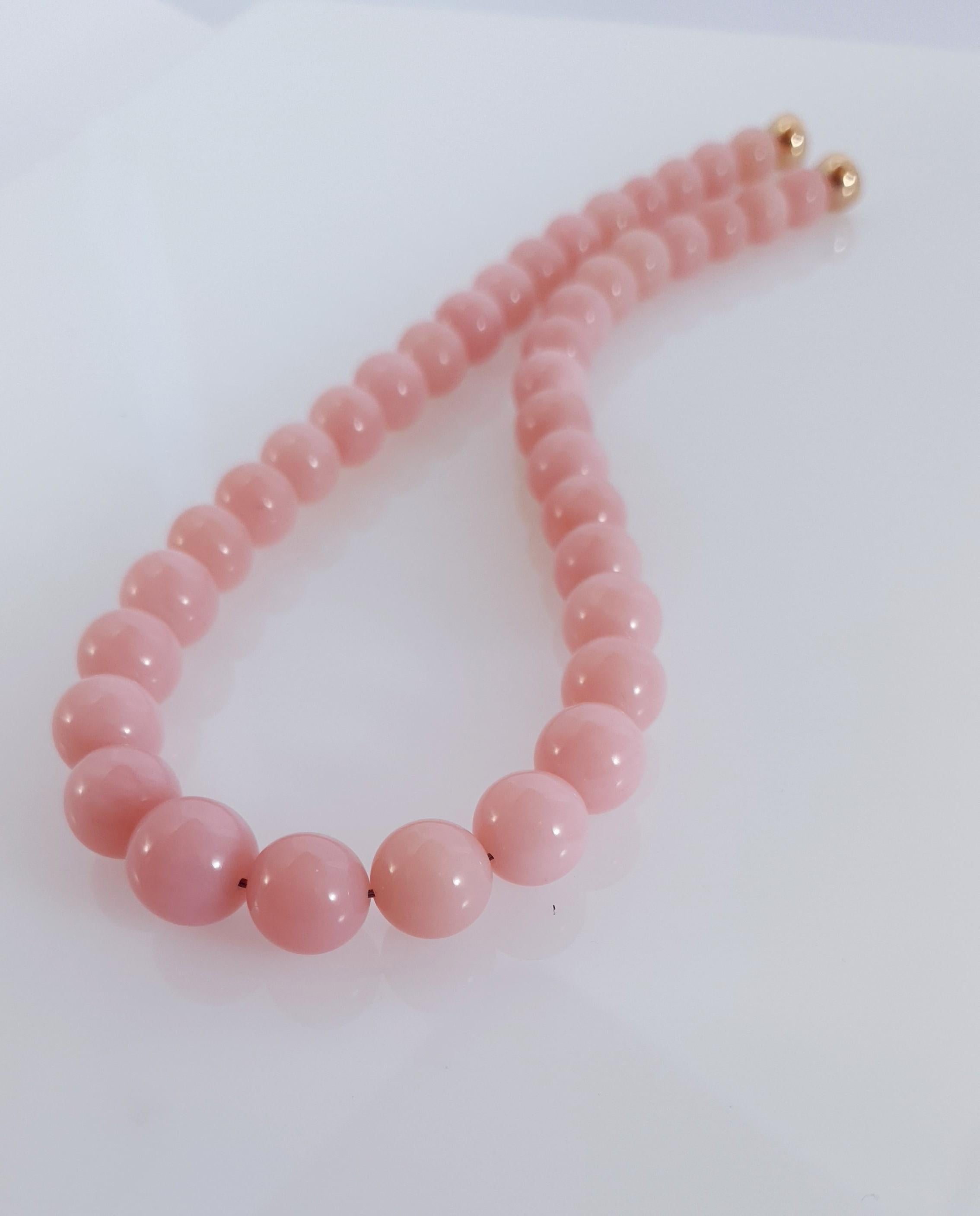 Pink Opal Round Beaded Necklace with 18 Carat Rose Gold 1
