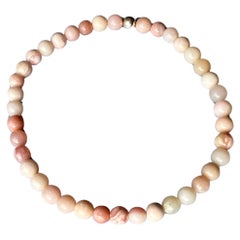 Pink Opal Bead Bracelet Silver