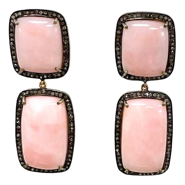 Pendientes de Ópalo Rosa con Diamantes en venta