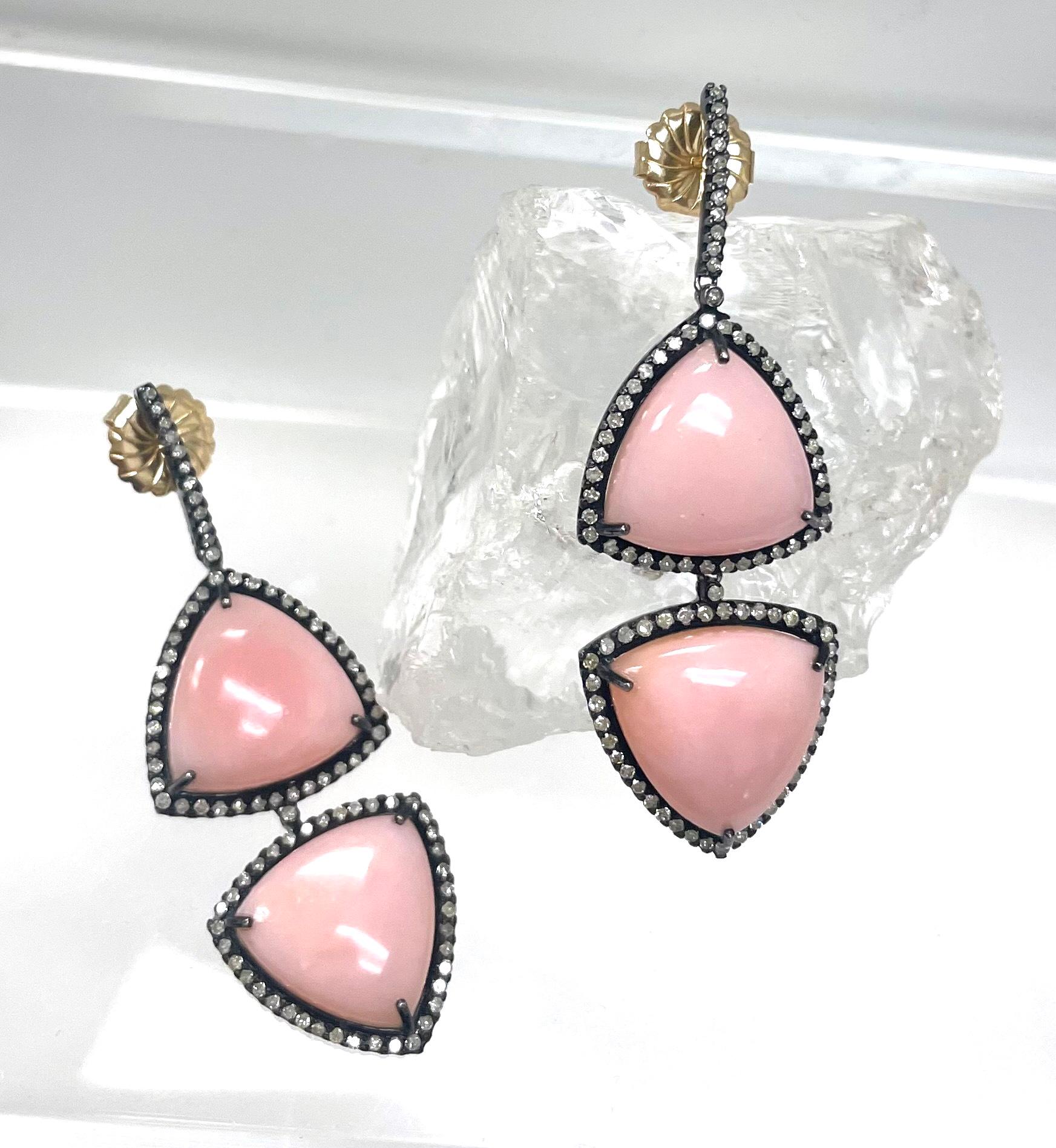 Women's Pink Opal with Diamonds Paradizia Earrings For Sale