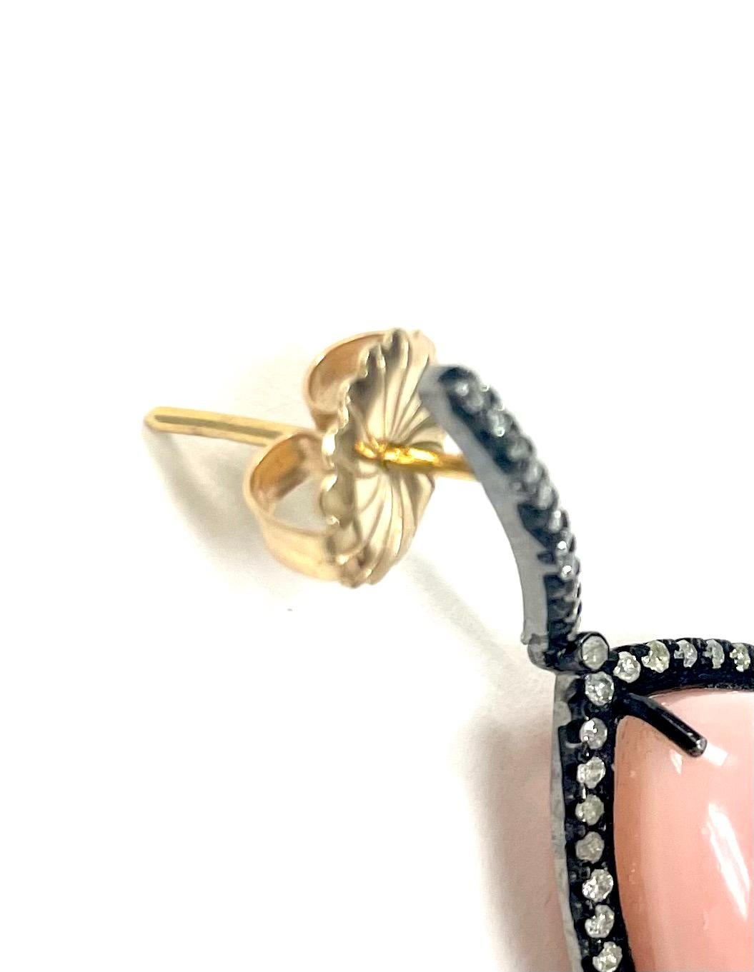 Pink Opal with Diamonds Paradizia Earrings For Sale 2