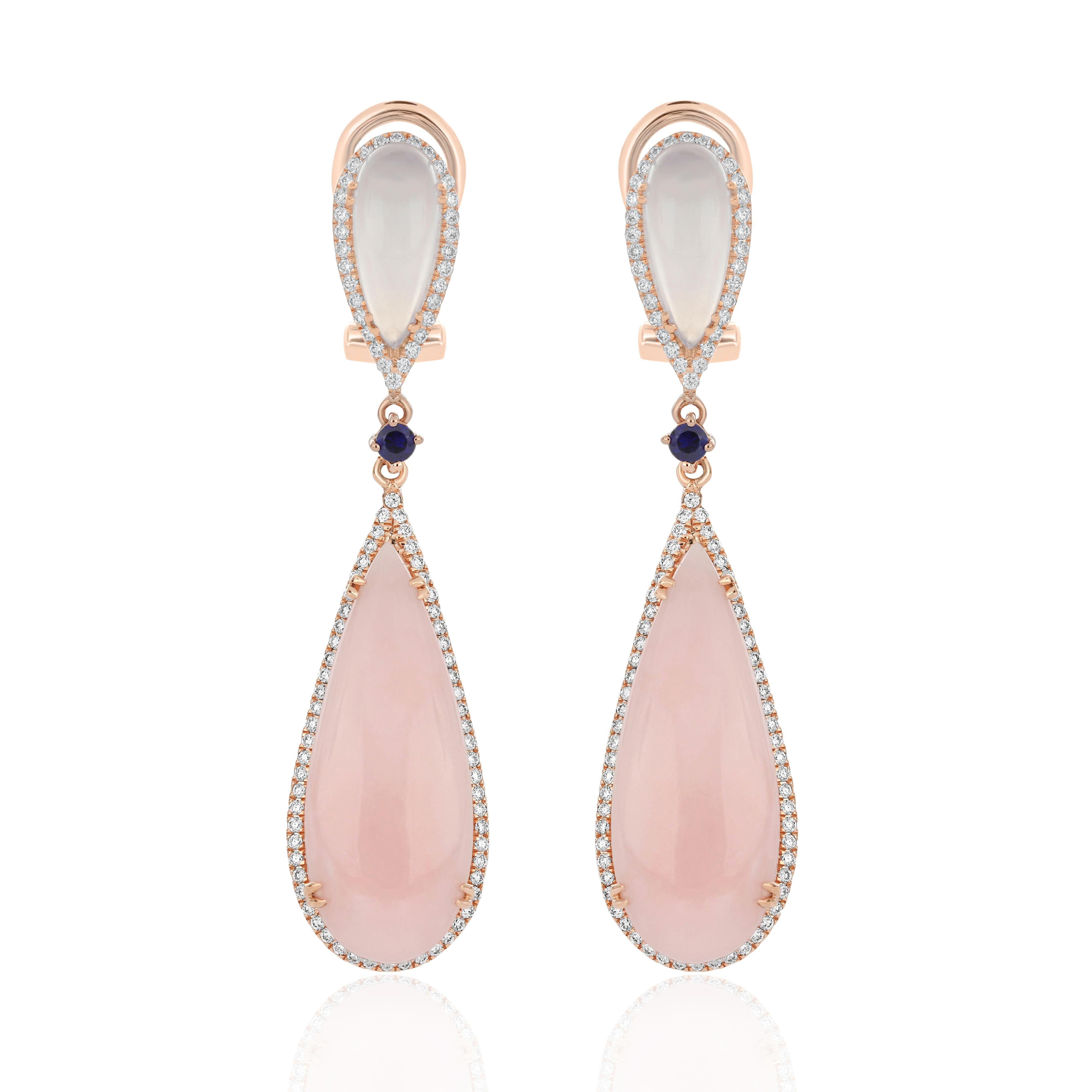 pink opal drop earrings