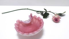Pink Opaline and Lattimo Glass Shell Bowl or Ashtray by Fratelli Toso, Italy