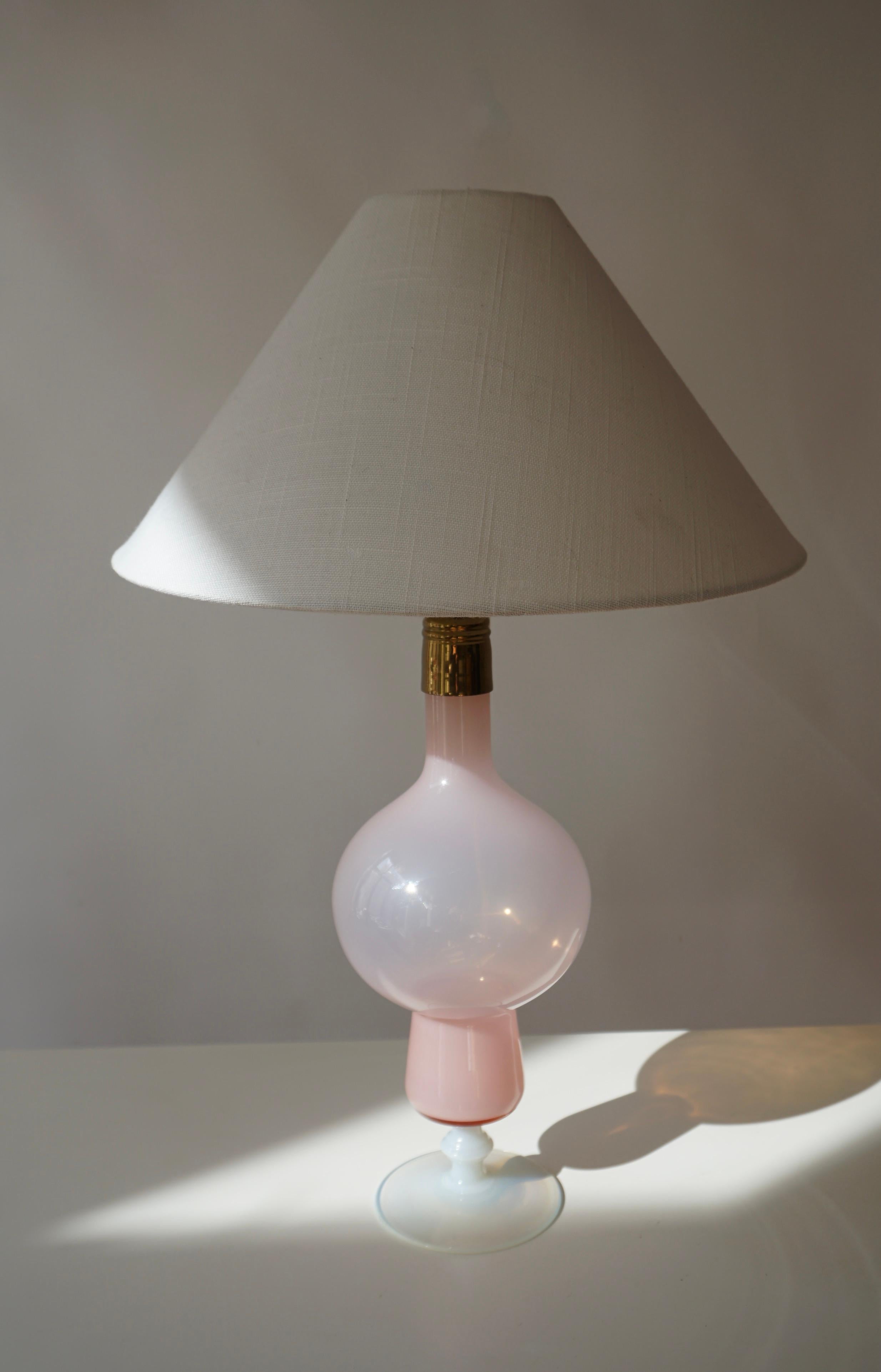 Italian Pink Opaline Glass Lamp For Sale