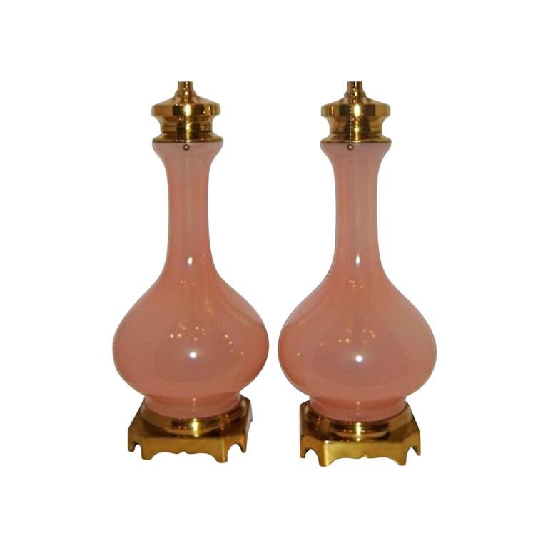 Pink Opaline Glass Lamps