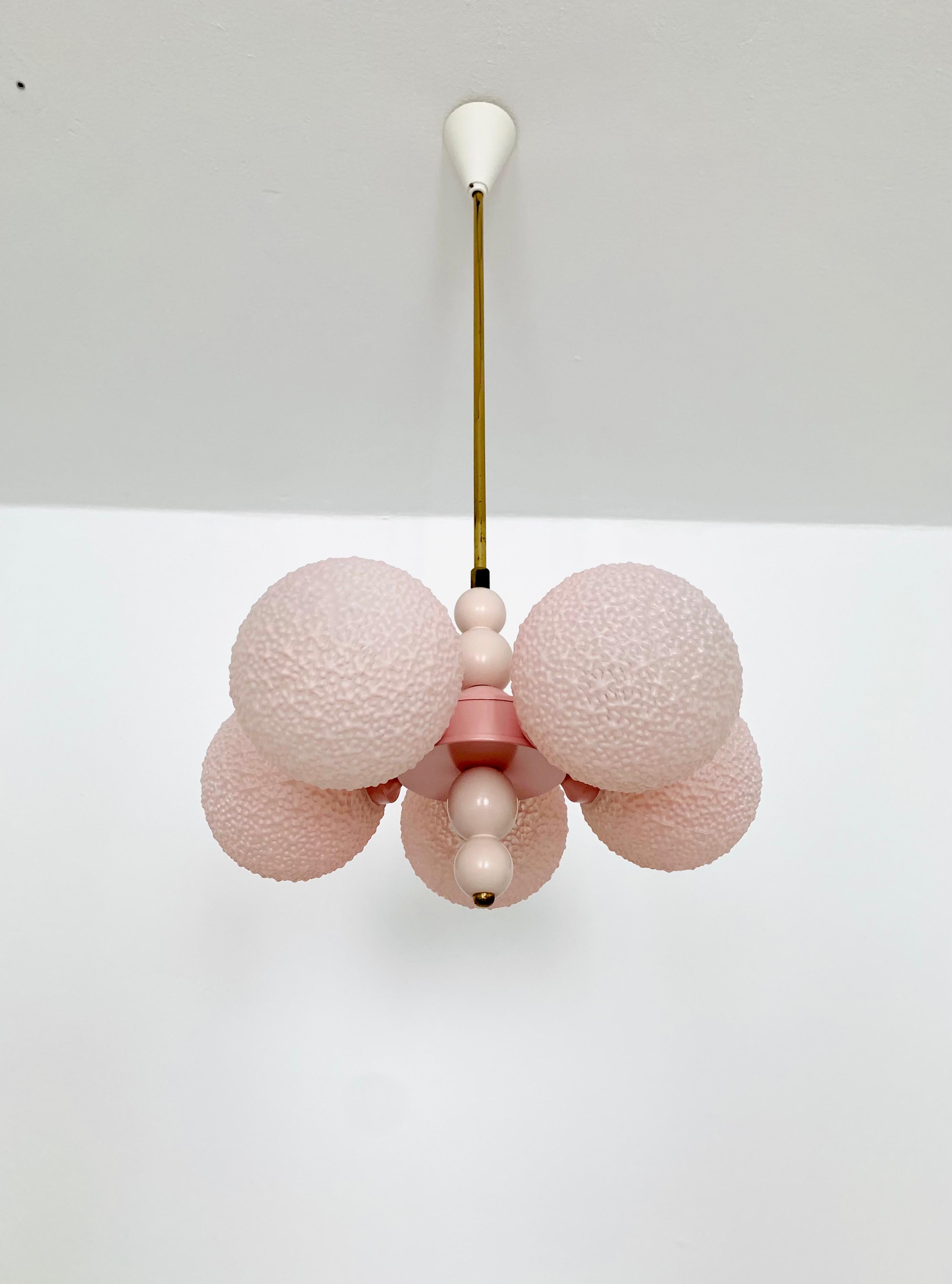 Mid-20th Century Pink Opaline Space Age Chandelier