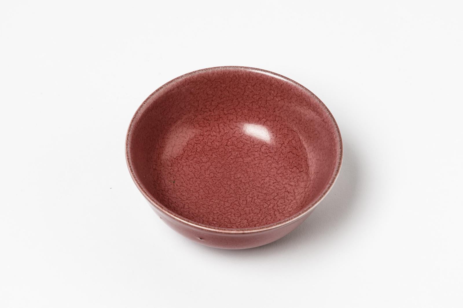 Modern Pink or Red Glazed Porcelain Ceramic Bowl or Cup by Marc Uzan, circa 2010 For Sale