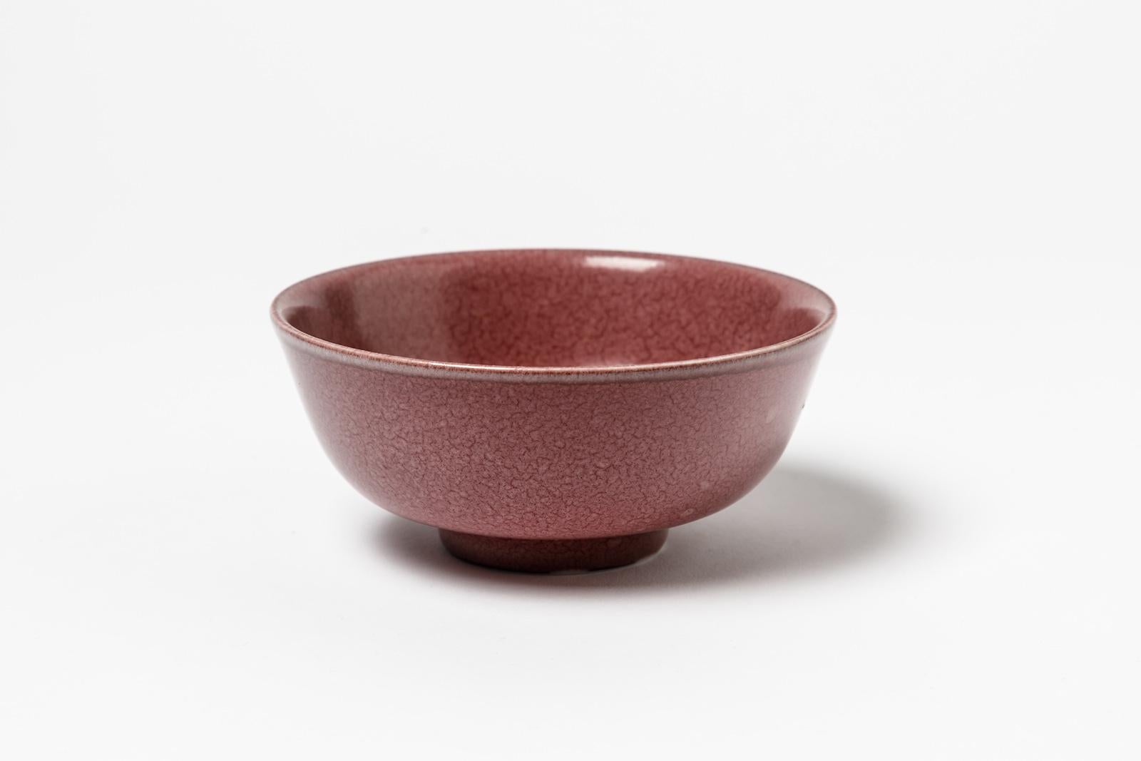 Pink or Red Glazed Porcelain Ceramic Bowl or Cup by Marc Uzan, circa 2010 In Excellent Condition For Sale In Neuilly-en- sancerre, FR