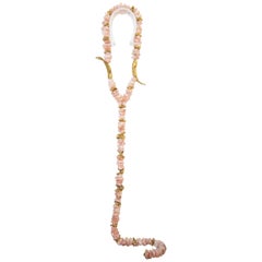 Pink or Rose Quartz and Bronze Necklace Wall Sculpture