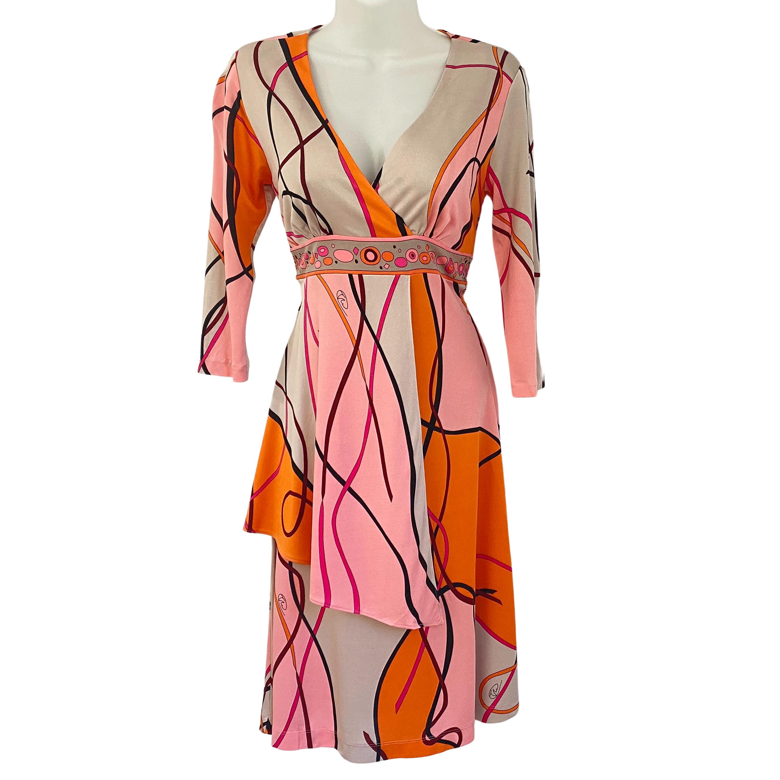 orange and pink silk dress