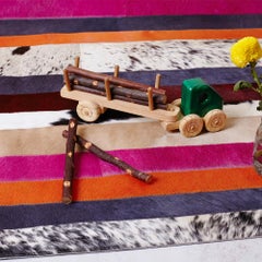 Pink, Orange & White Stripes Customizable Nueva Raya Cowhide Runner Small