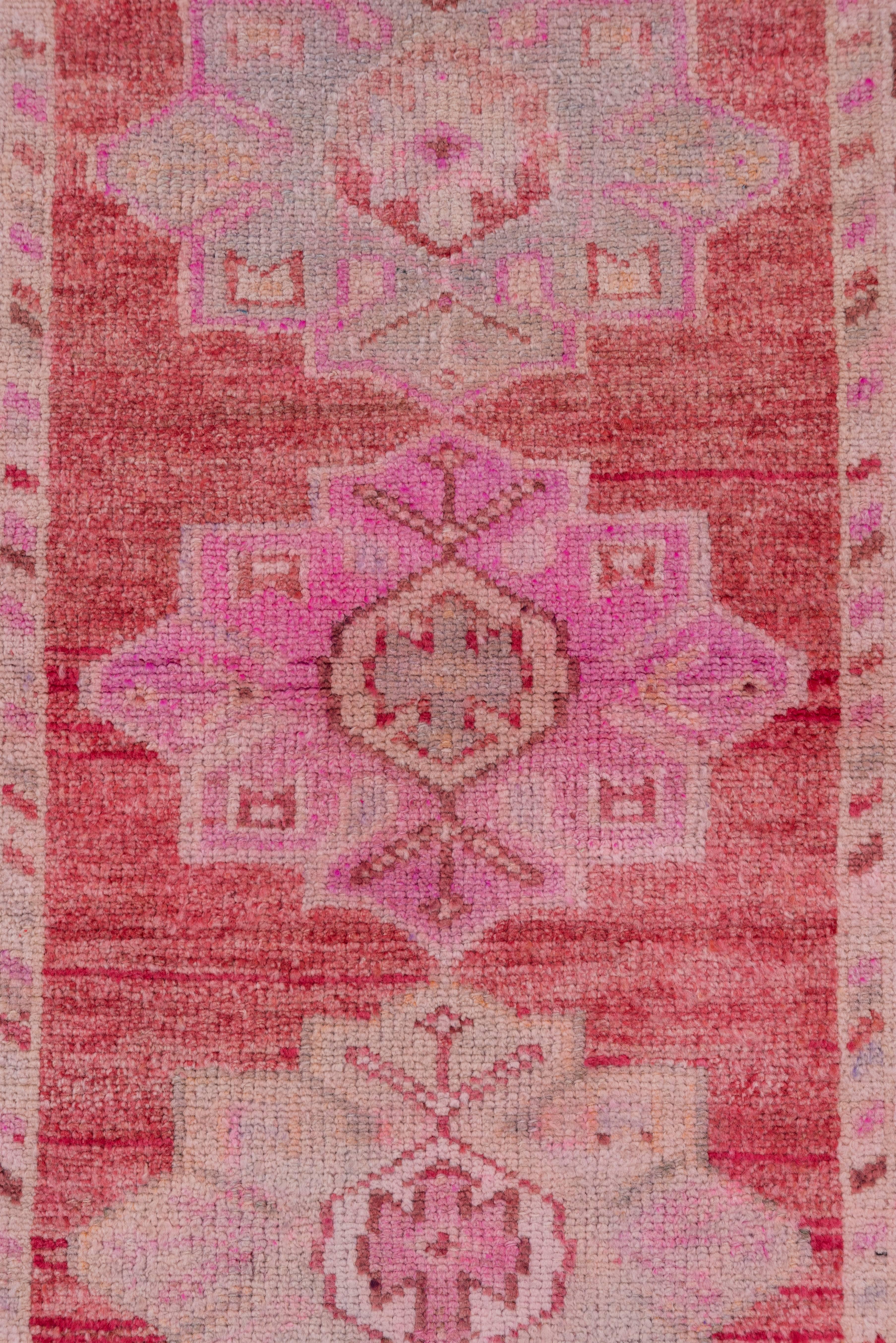 Hand-Knotted Pink Oushak Runner, circa 1940s