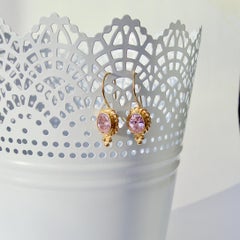 Pink Oval Quartz Wire Latched Bridesmaid Earrings, Peony Earrings