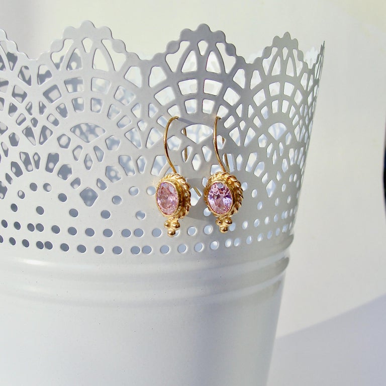 It is always such a chore to have either matching or coordinating bridesmaids jewelry for your wedding.  Whether you are a bridesmaid or a guest, these gorgeous pink quartz earrings will elicit gasps due to the simplicity of the Byzantine style and