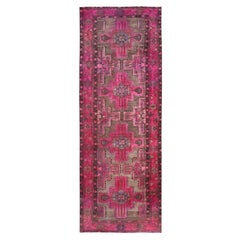 Pink Overdyed Old Northwest Persian Hand Knotted Rustic Look Wool Runner Rug