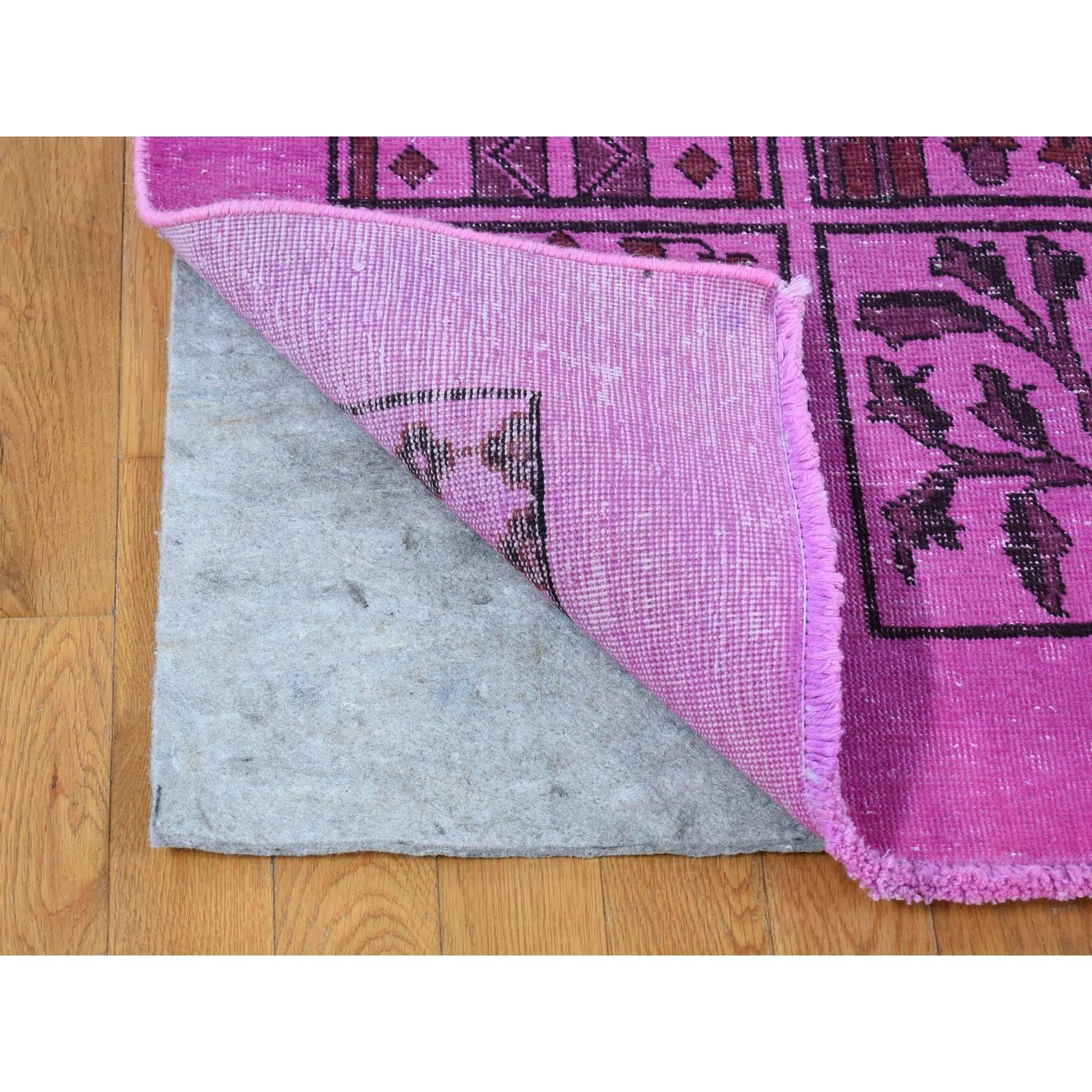 Hand-Knotted Pink Overdyed Vintage Persian Bakhtiari Garden Design Pure Wool Hand Knotted Rug For Sale