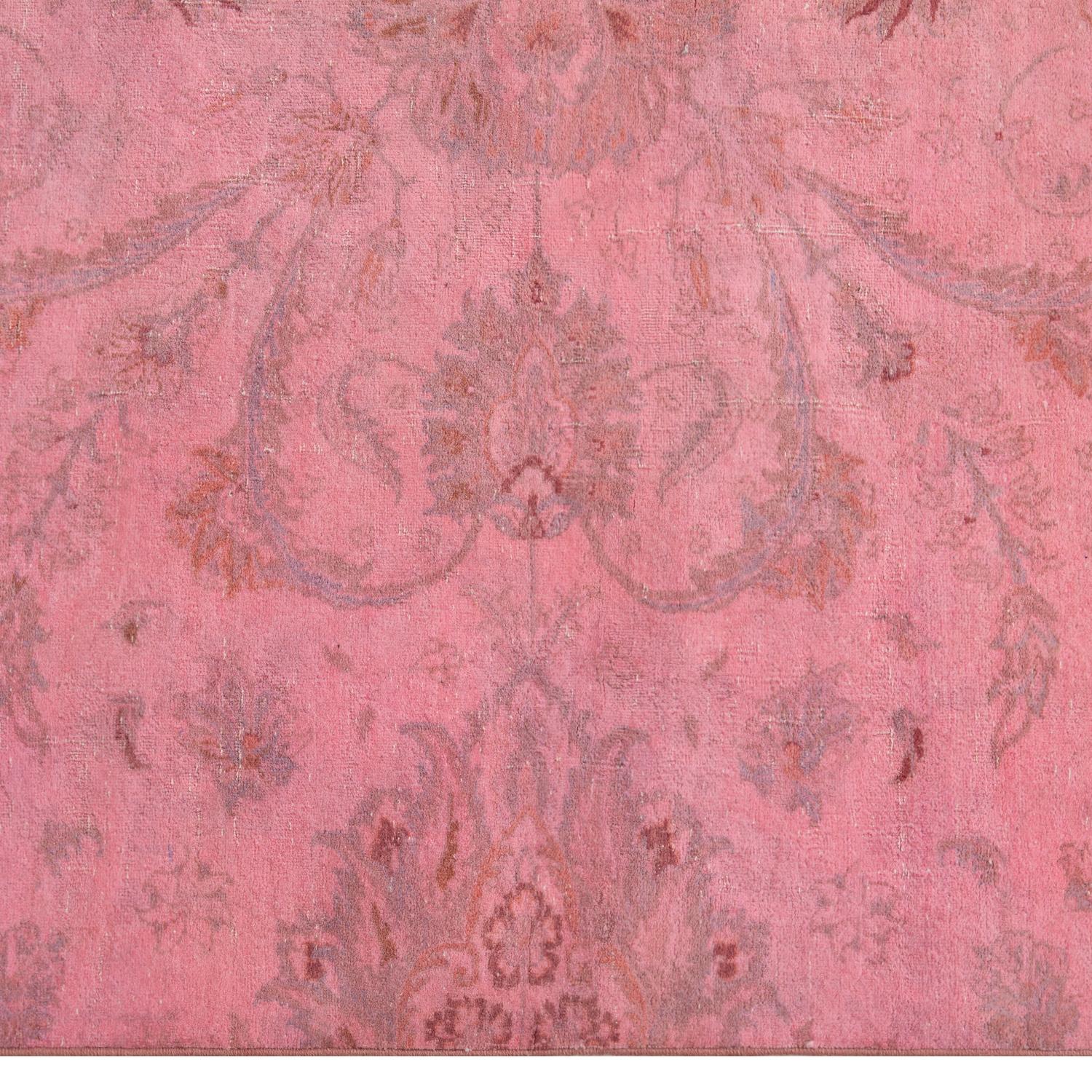 Rosa Overdyed-Wollteppich - 6'8