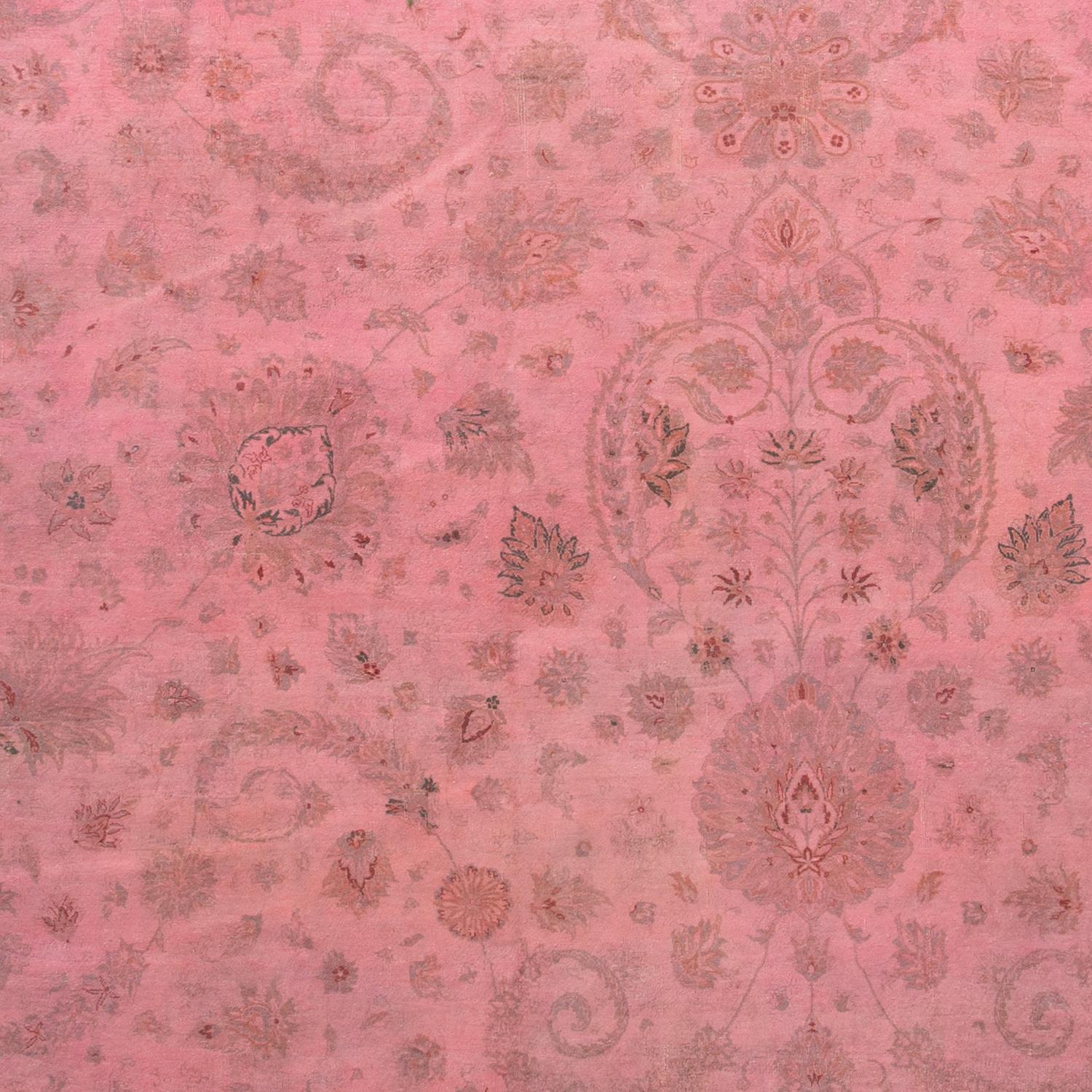 Rosa Overdyed-Wollteppich - 6'8