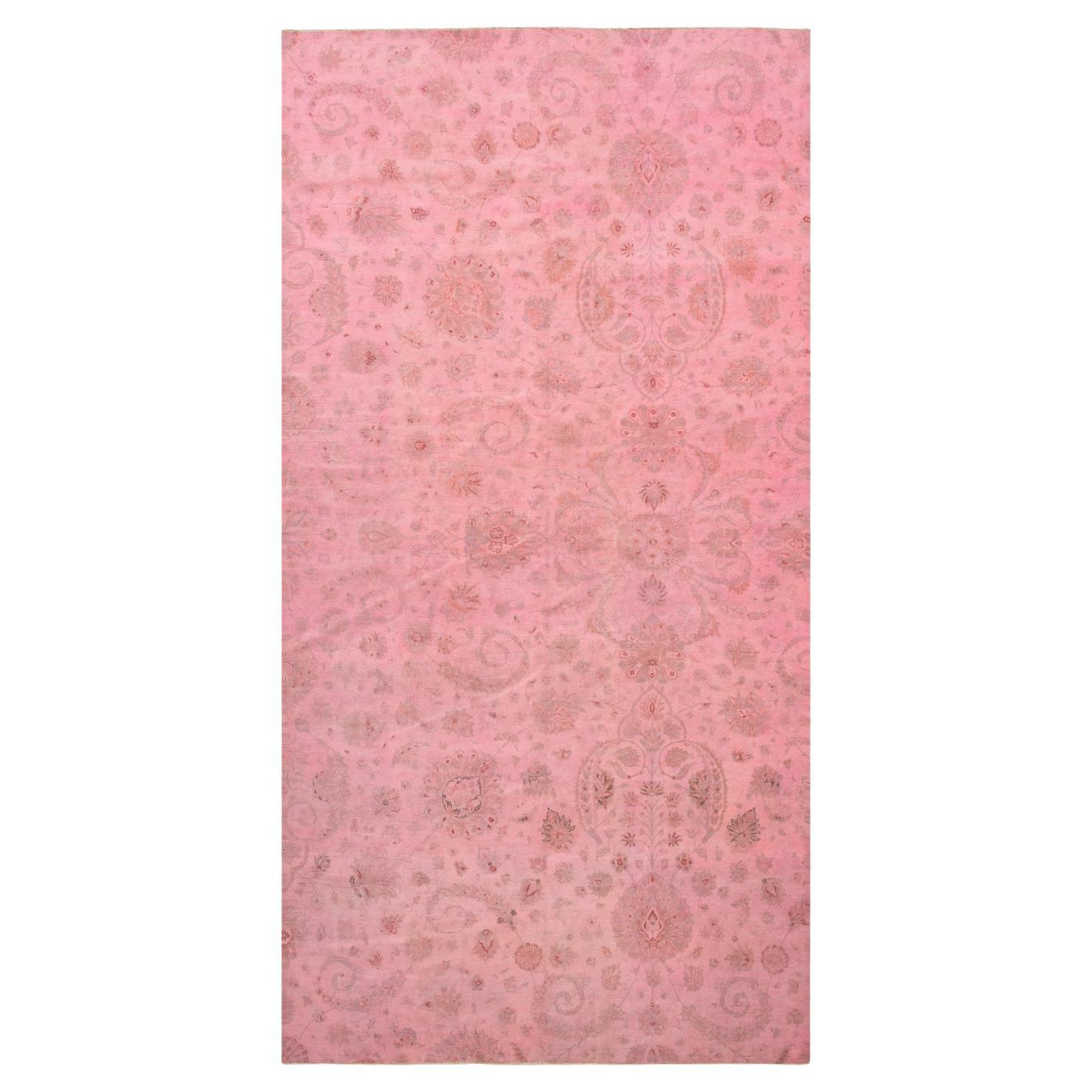 Rosa Overdyed-Wollteppich - 6'8" x 12'11" im Angebot